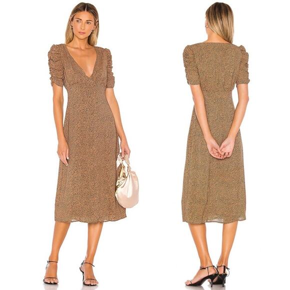 Majorelle Tamra Leopard Print Short Sleeve Midi Dress XXS - Picture 1 of 7